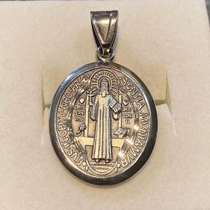 St Benedict silver pendant